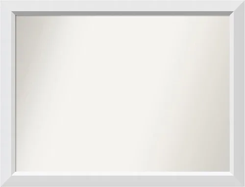 Vista 106 de Amanti Art Espejo de baño blanco para sobre el fregadero, 24 x 26 pulgadas, espejo rectangular blanco y blanco, marco de madera contemporáneo