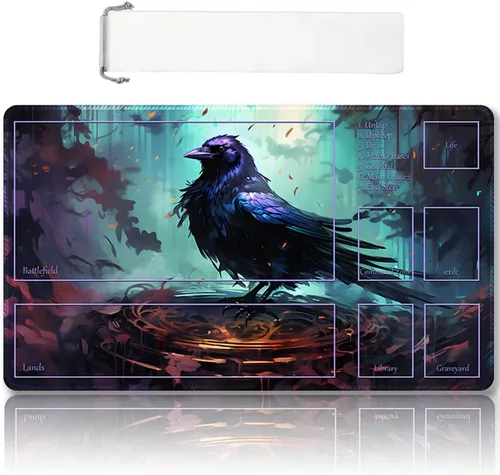 Vista 22 de Tapete de juego MTG cosido de alta calidad con zonas y parte trasera de goma antideslizante, tapete de juego TCG para MTG y otros juegos de cartas