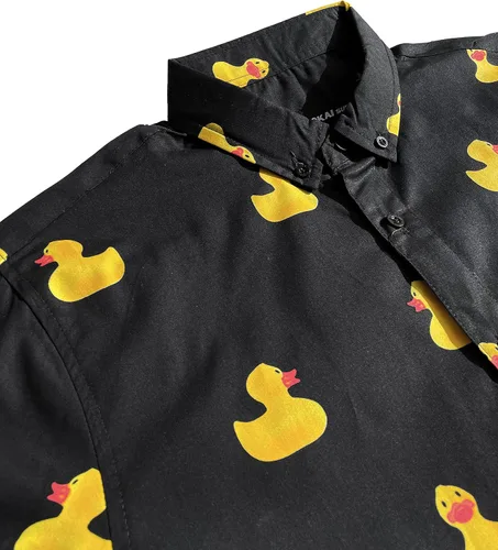 Vista 2 de Camisas de manga corta de estilo hawaiano con botones y ajuste delgado