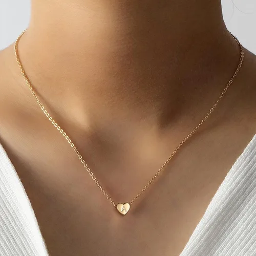 Vista 4 de Turandoss Heart Initial Necklaces for Women - 14K Gold Filled Heart Pendant Letter Alphabet Necklace Tiny Initial Necklaces for Women Gifts