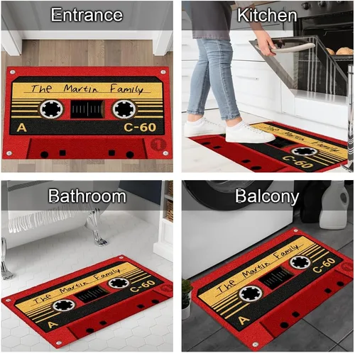Vista 6 de ENCYCOM Tapete de puerta de casete personalizado con nombre de la familia, tapete familiar personalizado para entrada en interiores y exteriores