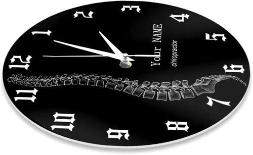 Vista 8 de Reloj de pared personalizado de 12 pulgadas, para terapeuta de columna vertebral, negro, redondo, analógico, sin tictac, sin alarma, adulto, unisex