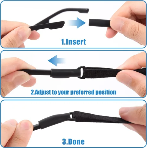 Vista 2 de Enenfly Adjustable Glasses Straps - 3 Pack No Tail Eyewear Retainer for Men, Women, Kids – Fits Eyeglasses & Sunglasses
