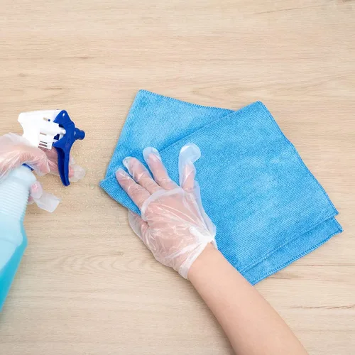 Vista 5 de Restaurantware Clean Tek - Paños de limpieza profesionales de 16 x 16 pulgadas, 10 toallas de microfibra sin pelusas, altamente absorbentes, no Azul