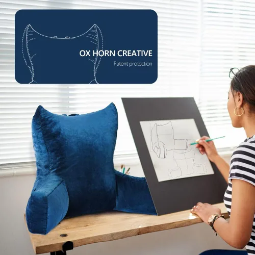 Vista 7 de Neustern Almohada de lectura, soporte para espalda, reposo en cama para Azul