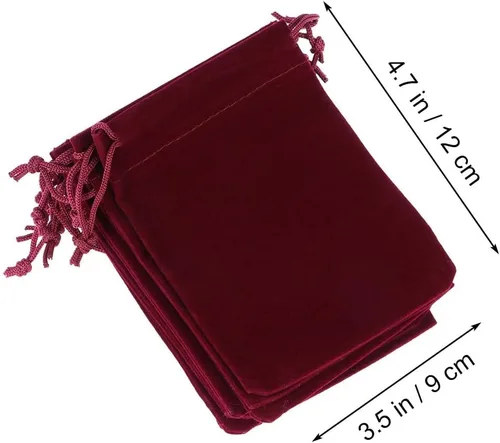Vista 6 de 10 bolsas de regalo de terciopelo con cordón de 3.5x4.7 in reutilizables para dulces, bodas, fiestas, recuerdos de San Valentín, rojo