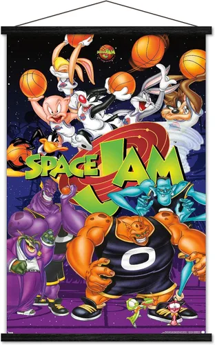 Vista 7 de Trends International Looney Tunes: Space Jam - Póster de collage de pared, 14.725 x 22.375 pulgadas, versión enmarcada de madera de granero