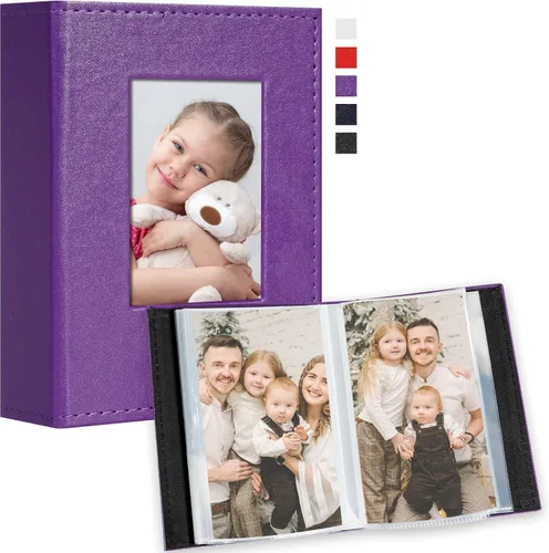 Vista 21 de Vienrose Álbum de fotos pequeño de 4 x 6 pulgadas, paquete de 2 mini libros de fotos con cubierta de cuero, 26 páginas con capacidad para 52