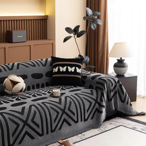 Vista 30 de HANDONTIME Fundas de Sofá Sillón Funda de Sofá Boho para Perros Caqui Funda de Sofá con Borlas Silla Reclinable Funda de Futón Lavable 1 Cojín Sofá
