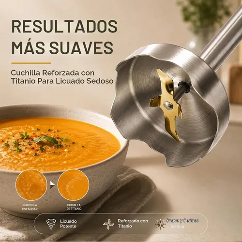Vista 6 de MegaWise Juego de batidora de mano 3 en 1 con control de velocidad variable, licuadora de inmersión de 400W - Incluye batidor, espumador de leche