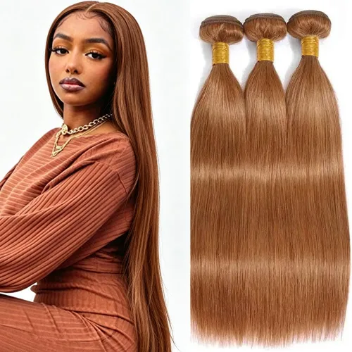Vista 236 de P4613 Cabello humano rizado onda profunda marrón y paquetes mixtos 8 10 12 P4613 Ombre Marrón-Rubio-DP