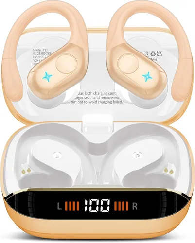 Vista 8 de Qecnato 75H Earbuds Bluetooth 5.4 Auriculares estéreo deportivos Azul