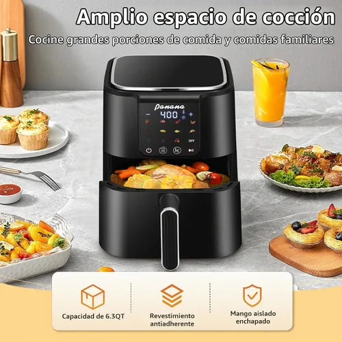 Vista 6 de Panana Freidora de aire, freidora de aire de gran capacidad de 6.3 cuartos de galón, horno sin aceite con 12 preajustes, freidora de aire de 1500 W