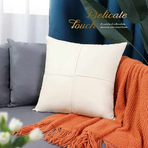 Vista 55 de BRAWARM Fundas de Almohada Decorativas de Cuero Sintético 12 X 20 Pulgadas, Fundas de Almohada Lumbar de Cuero Naranja Paquete de 2, Almohadas