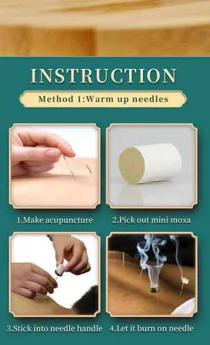 Vista 2 de 500 unids/caja Moxa Sticks Pure Handmade Moxibustión Rollos pequeños Moxibustión autoadhesiva portátil Mini Moxa Point Masaje cálido (MX3014)