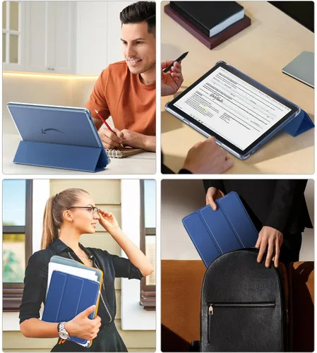 Vista 8 de MoKo - Funda para tableta Amazon Kindle Fire HD 10 (13ª generación, versión 2023) de 10.1 pulgadas, funda de piel sintética con soporte triple