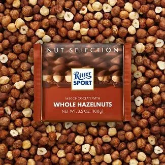 Vista 4 de Ritter Sport, Chocolate con leche con avellanas enteras, barras de 3.5 onzas, paquete de 10
