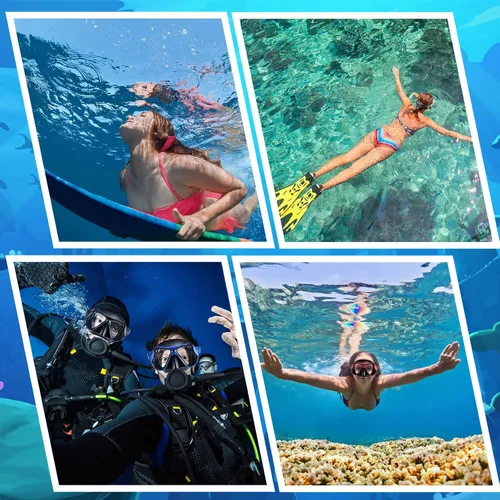 Vista 7 de Preboun 4 máscaras de buceo para adultos, antiempañamiento, sin fugas, gafas de snorkel para hombres y mujeres, gafas de natación panorámicas
