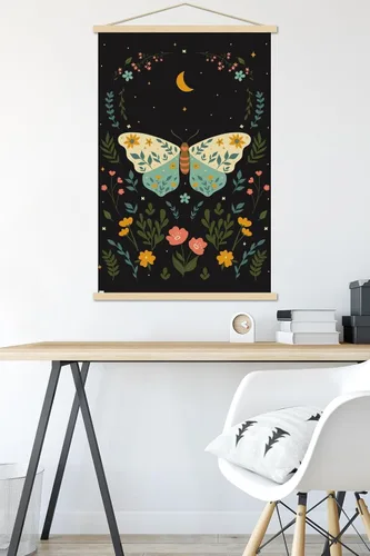 Vista 5 de Trends International Cozy Joy - Póster de pared de mariposa bohemio, 22.37 x 34.00 pulgadas, paquete de impresión prémium y colgador de madera
