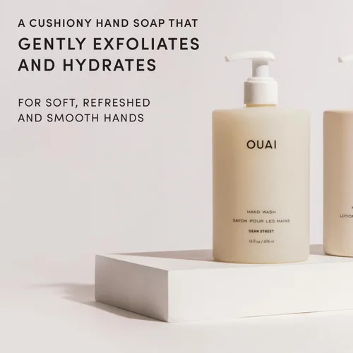 Vista 2 de OUAI Jabón de Manos, Dean Street - Jabón Líquido de Manos con Jojoba, Aguacate y Aceite de Rosa Mosqueta para Piel Reparada - Jabón Suave Exfoliante