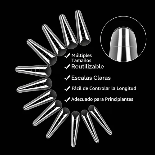 Vista 6 de LIONVISON Formas de uñas de poligel: 120 piezas de formas de uñas en forma de ataúd para gel constructor reutilizables – 12 tamaños de extensión