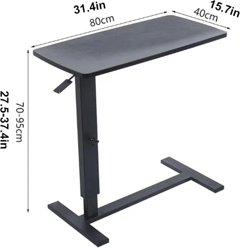 Vista 2 de Sude Table - Mesa auxiliar pequeña, mesa auxiliar movible, fácil de montar, resistente a los arañazos, altura ajustable, mesa de noche con ruedas