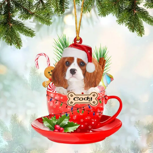 Vista 45 de NAZENTI Adorno personalizado de Alaskan Malamute en taza roja, adorno de Navidad personalizado para perros amantes de las mascotas, colgante