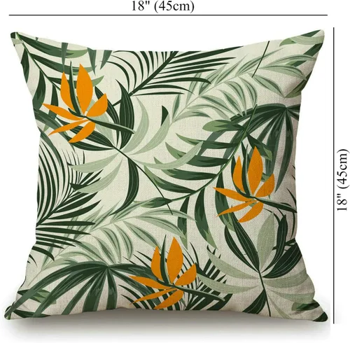 Vista 53 de Solekla Funda de almohada cuadrada de lino y algodón con flores blancas y negras, funda de cojín decorativa para sofá de 18 x 18 pulgadas Sl157