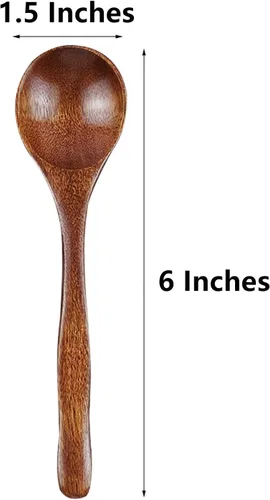 Vista 2 de Oulige - Cuchara japonesa de mango largo, cuchara de sopa hecha a mano de madera, cucharadita de madera para café, té, mermelada, sales de baño, 7.5