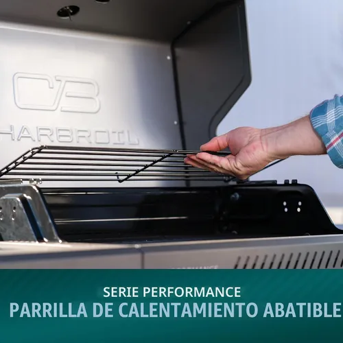 Vista 7 de Charbroil Performance Series 463253925 - Armario para parrilla de gas de 4 quemadores con quemador lateral, color negro