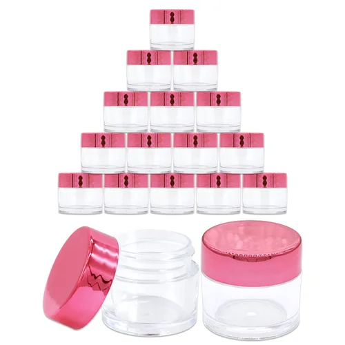 Vista 9 de Beauticom - Tarros redondos de acrílico transparente de pared gruesa a prueba de fugas con tapas doradas para belleza, crema, cosméticos, ungüentos