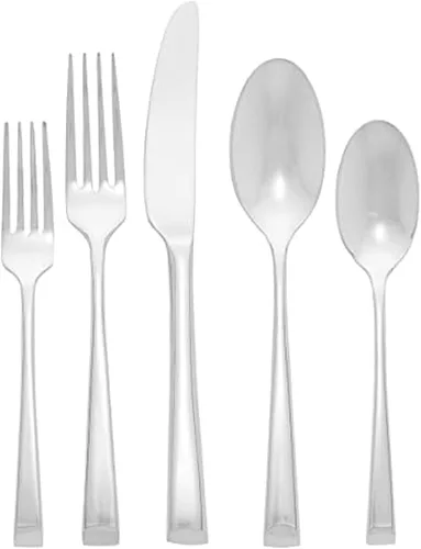 Vista 10 de Mikasa Harmony - Juego de cubiertos de 45 piezas, acero inoxidable 18/10 para 8, incluye tenedores, cuchillos, cucharas y juego de utensilios