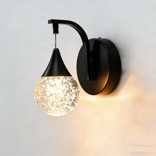 Vista 11 de Aplique de pared de luna para interiores, lámpara de pared de cristal, moderna, regulable, luz LED de pared para dormitorio, baño, sala de estar