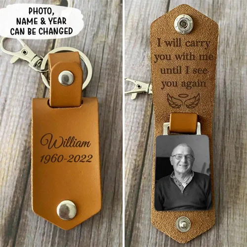 Vista 2 de IZI POD Llavero conmemorativo, llavero de piel con foto personalizada, regalo conmemorativo, regalo de condolencias, Navidad, Diseño 1
