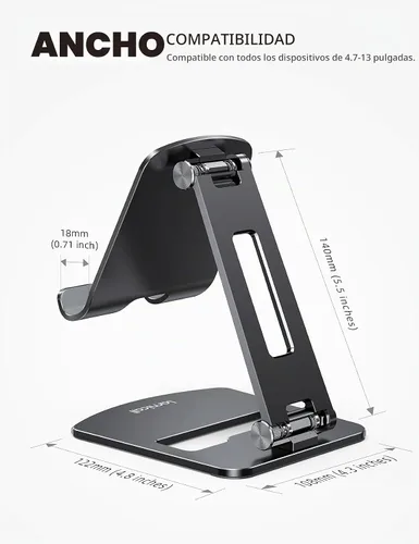 Vista 5 de Lamicall - Soporte ajustable para tableta portátil - Soporte plegable para teléfono, rotación de 360°, montaje de escritorio para tabletas
