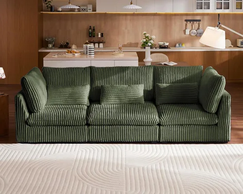 Vista 42 de Sofá Modular de Tamaño Grande, Sofá Seccional de Chenilla Cloud Extra Profundo con Chaise Otomana, Sofá Cama de Chenilla Esponjosa de 5 Asientos