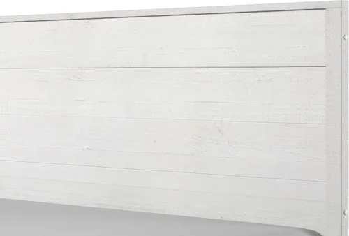 Vista 10 de Camaflexi Hampton Marco de cama rústico de madera maciza con cabecero, soportes de listones de madera, tamaño Queen, acabado blanco costero
