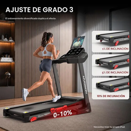 Vista 7 de Cinta de correr plegable para el hogar, 10% de inclinación, 300 libras, 8.7 MPH, aplicación Negro