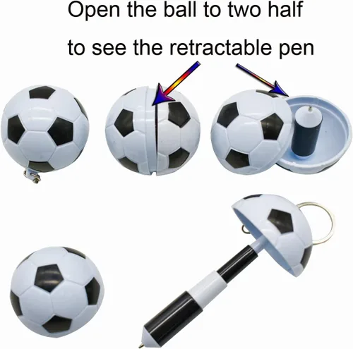 Vista 4 de 6 bolígrafos de fútbol novedosos bolígrafos de fútbol, bolígrafos temáticos deportivos, bolígrafo de gel retráctil para tinta azul