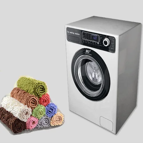 Vista 6 de Alfombra rectangular de baño tipo sloid, suave y absorbente, de felpilla, de microfibra, antideslizante, lavable a máquina, alfombra para puerta