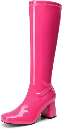 Vista 15 de DREAM PAIRS Botas Gogo para mujer, botas altas hasta la rodilla Negro y poliuretano.