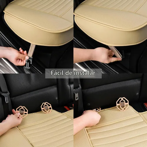 Vista 4 de Cubiertas para asiento trasero Sunny color, cojines para asiento trasero, protector de banco automático con piel de PU transpirable y fondo Beige