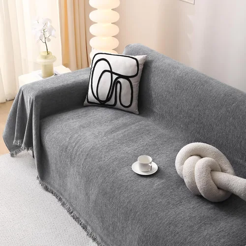 Vista 26 de MEETSKY Funda Negra de Silla de Tamaño Grande, Funda de Chenilla para Sillón/Sofá de 1 Cojín para Perro, Fundas de Sofá Protector de Muebles