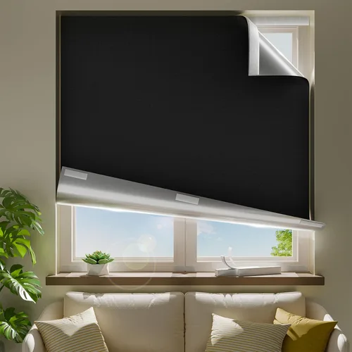 Vista 7 de Cortinas opacas 100% para dormitorio, persianas opacas portátiles de 28