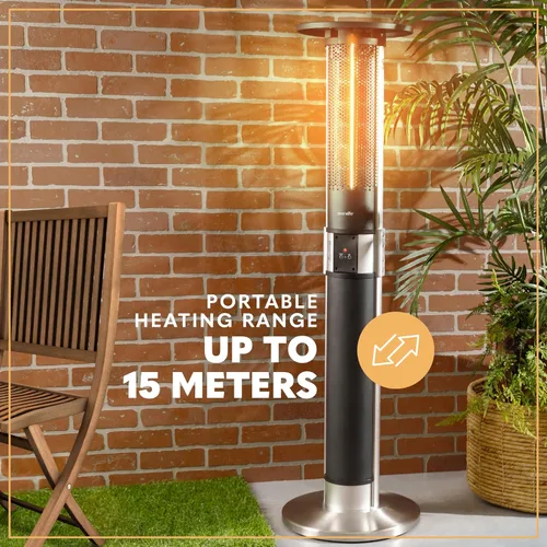 Vista 5 de SereneLife Calentador infrarrojo para patio, eléctrico de 1500 W con control remoto, aprobado IP24, marco de aleación de aluminio anodizado
