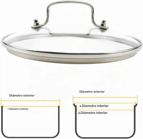 Vista 2 de Tapa de vidrio templado de 8" con orificio de ventilación de vapor