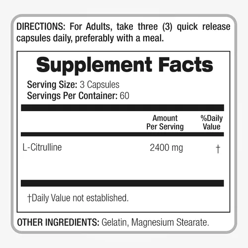 Vista 3 de FITO MEDIC'S Laboratorio L citrulina 180 cápsulas 2400 mg L citrulina Cápsulas Ultra alta absorción.