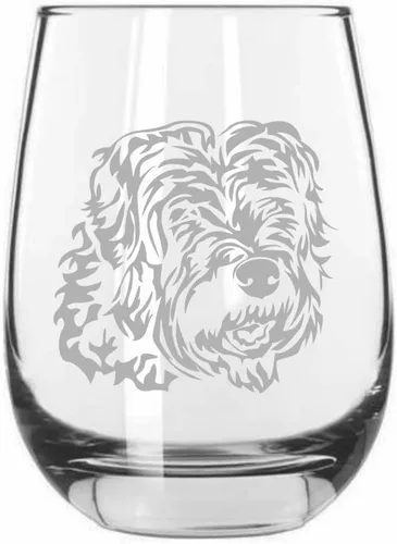 Vista 234 de Shar Pei (chino) - Vaso de vino sin tallo grabado para perro, 15.25 onzas