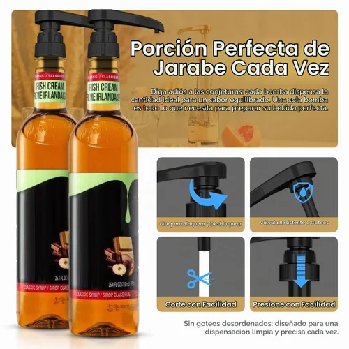 Vista 6 de Paquete de 12 dispensadores de bomba de jarabe negro para botellas de plástico de 25.4 fl oz Torani