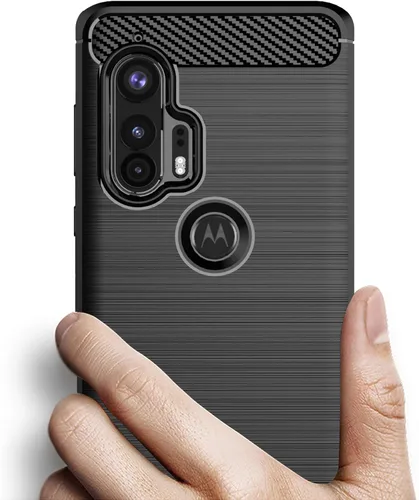 Vista 3 de Osophter Funda protectora de goma TPU flexible para Moto Edge Plus para Motorola Moto Edge+ (Negro)